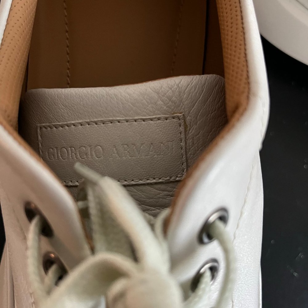 NIB Giorgio Armani Men's White Leather Casual Shoes Sneakers Sz 11 Style X2C621 - Picture 10 of 15